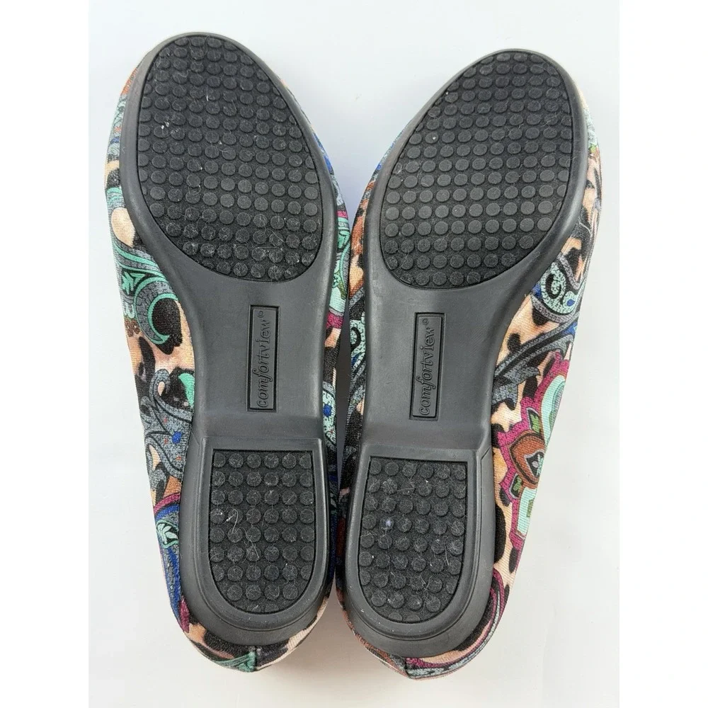 ComfortView Ballet Flats sz 8.5 Wide Multicolor Paisley Print Jaiden Velvet